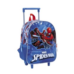 Mochila con Carro Spiderman Tech Azul 12"